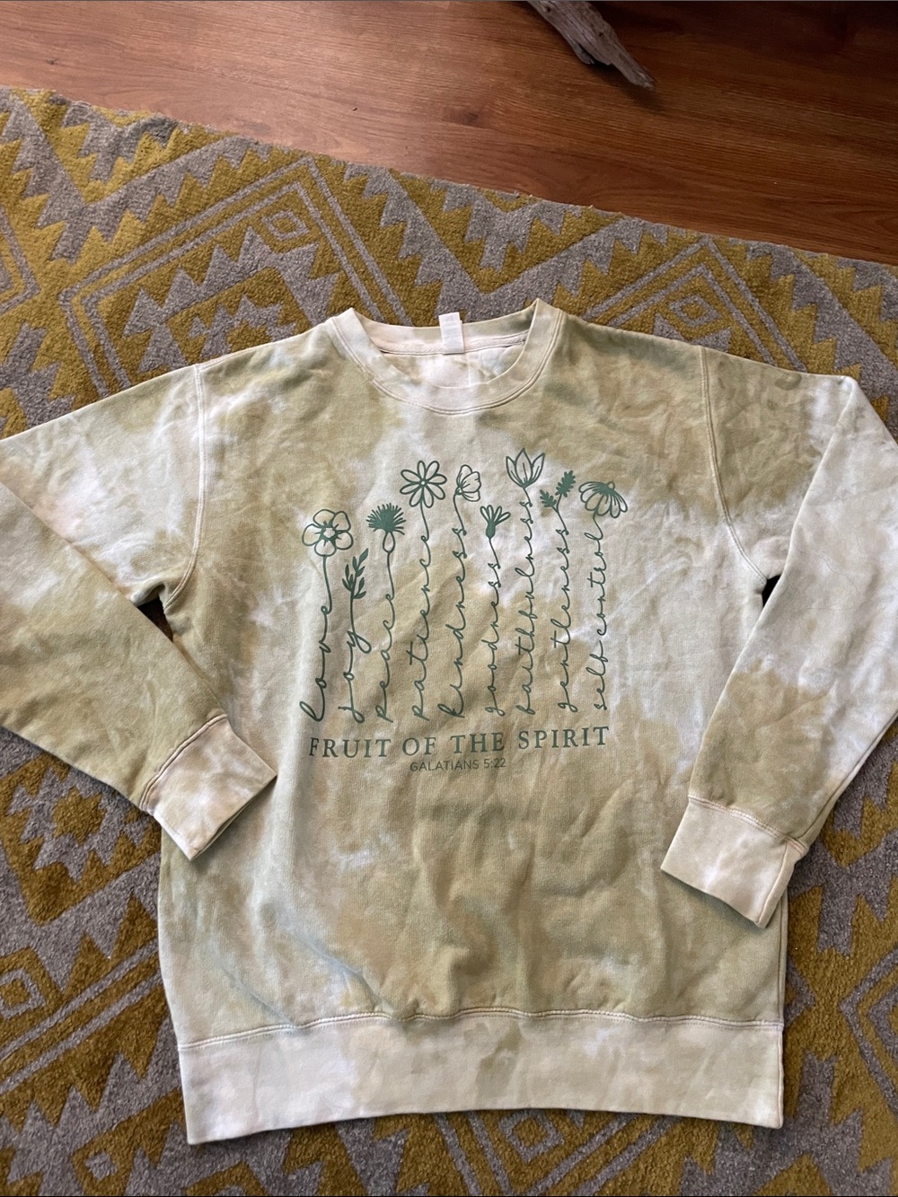 Fruit of the Spirit Green Tie-Dye Crewneck Sweatshirt